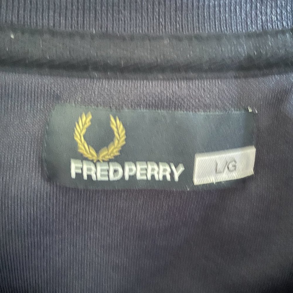 Fred Perry Dark Blue Bomber Jacket with White Accents - Picture 4 of 6